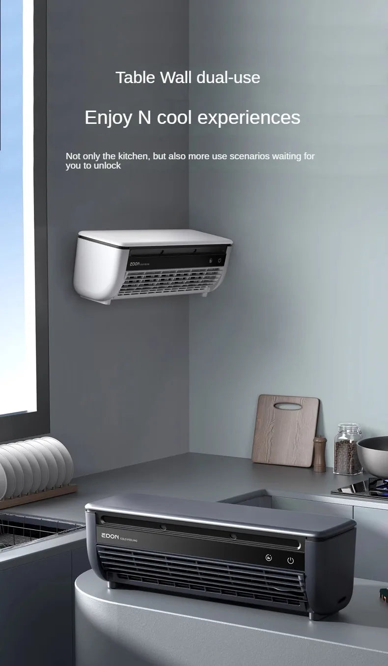 Kitchen Air Conditioning Refrigeration Wall-Mounted Fan Large Wind Rechargeable Fan Household Stand Remote Control Portable Fan