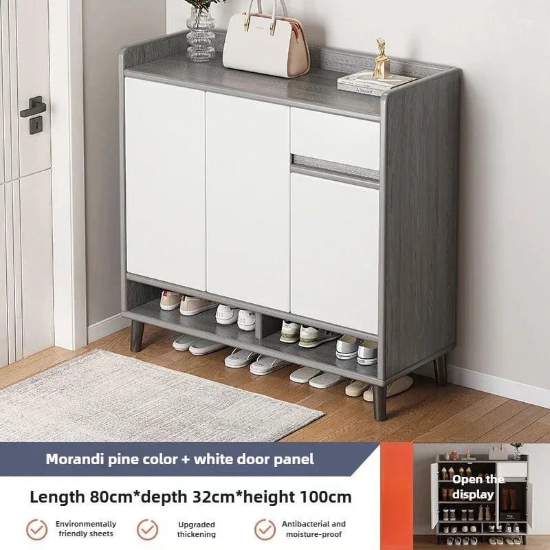 Corridor Shoe Cabinet At The Entrance of The Home Corridor Indoor Entrance Door Entrance Cabinet New Solid Wood Rack Shoe Shelf