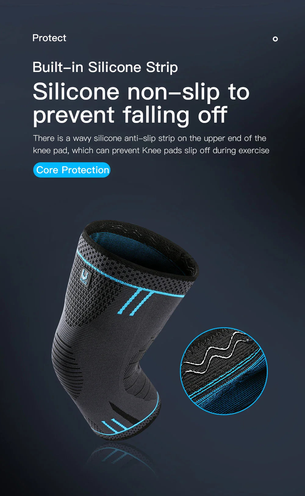 Compression Knee Support Sleeve - Elastic Breathable Brace for Sports Basketball Running Gym