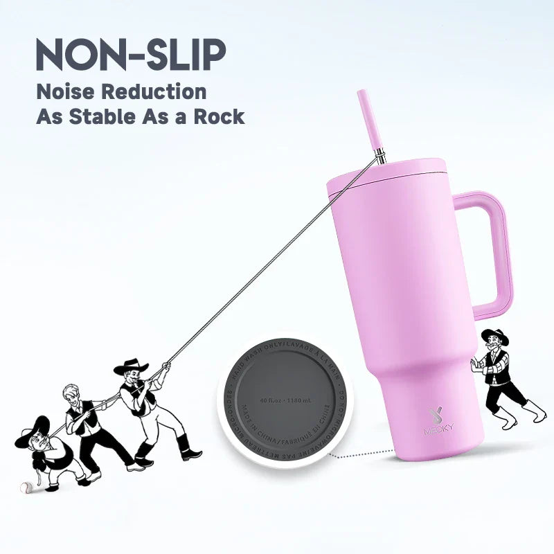 Meoky New 40oz Handle Tumbler Keep Hot Insulation Coffee Cup Multicolor Stainless Steel Leak-proof Car Mug Vacuum Bottle Winter