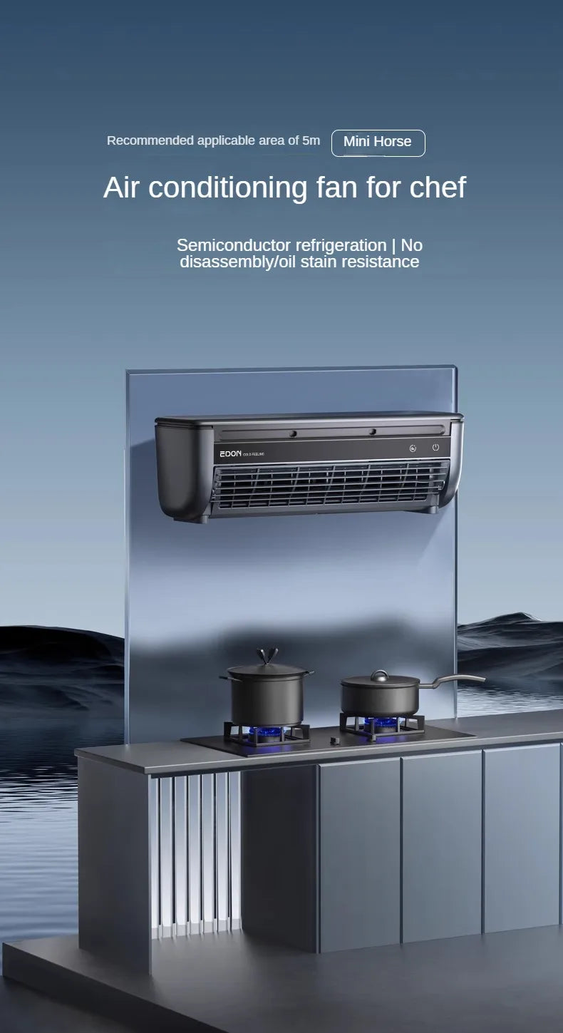 Kitchen Air Conditioning Refrigeration Wall-Mounted Fan Large Wind Rechargeable Fan Household Stand Remote Control Portable Fan