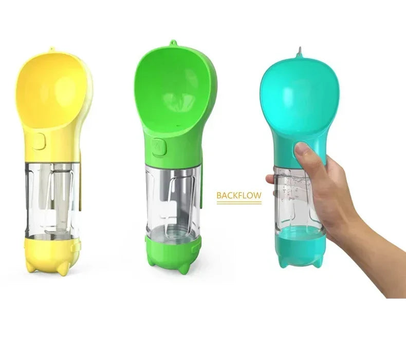 3 in 1 Portable Dog Water Bottle Pet Food Feeder Drinker Poop Dispenser Leak-proof Multifunctional Dog Water Bottle Dog Feeder