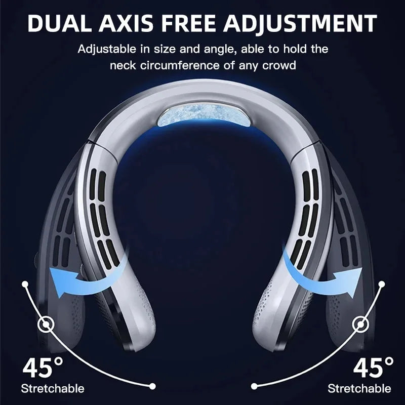 8000mAh USB Hanging Neck Fan Portable Bladeless Mini Rechargeable Mute LED Digital Display Electric Fans Air Cooler New