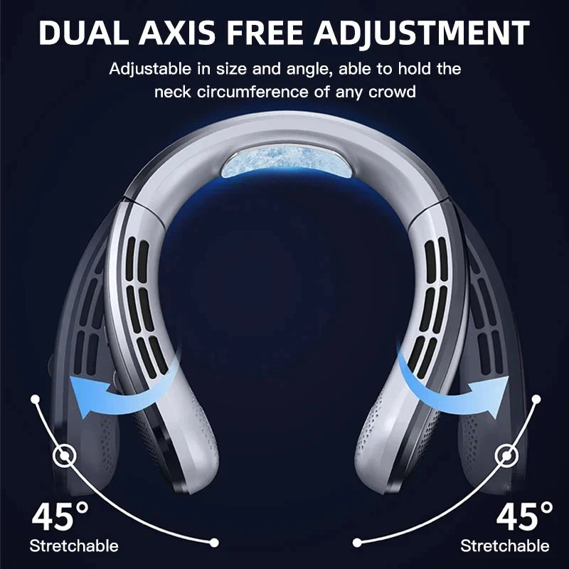 8000mAh USB Hanging Neck Fan Portable Bladeless Mini Rechargeable Mute LED Digital Display Electric Fans Air Cooler New