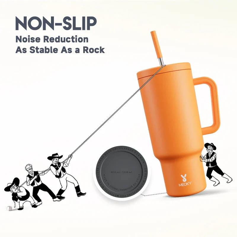 Meoky New 40oz Handle Tumbler Keep Hot Insulation Coffee Cup Multicolor Stainless Steel Leak-proof Car Mug Vacuum Bottle Winter