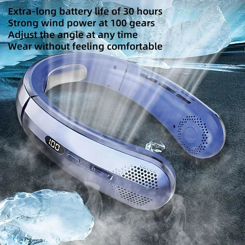 5000mAh Portable Mini Hanging Neck Fan Bladeless Neckband Fan Digital Display Power Air Cooler USB Rechargeable Electric Fans