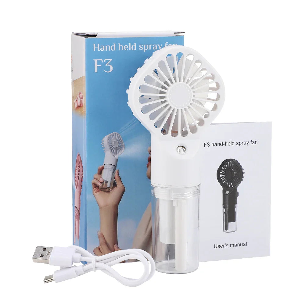 1pc Portable Handheld Spray Fan Mini Water Mist Cooling Fan for Student Dormitory Outdoor Summer Supplies Small Personal Fan