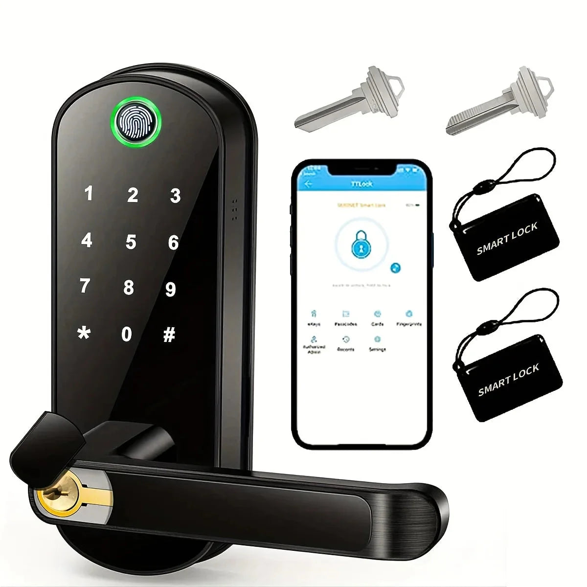 Smart Fingerprint Door Lock App Remote Control Keyless WIFI Digital Touchscreen Lock