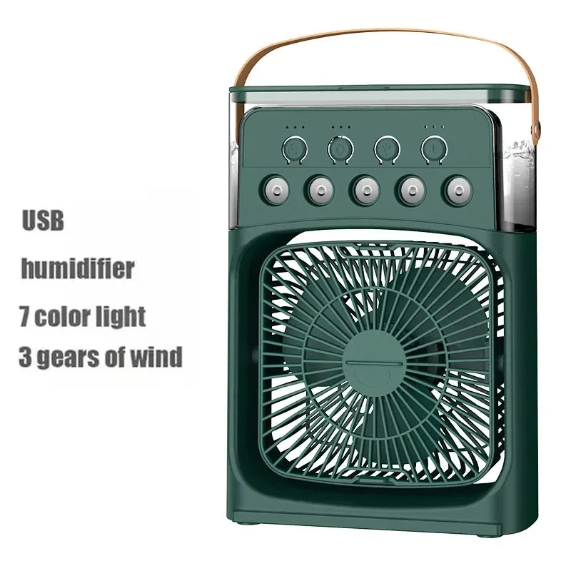 2025 New 3 in 1 Household Air Cooler Portable Small Fan with Humidifier and LED Nightlight Energy Saving