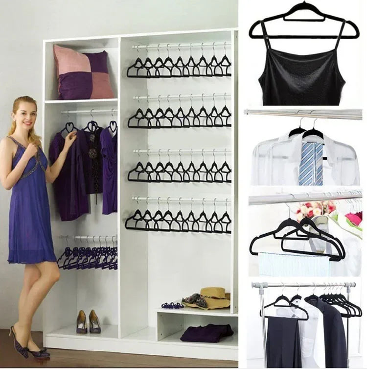 5/10/20pcs Clothes Coat Velvet Hangers Non Slip Luxury Flocked Trouser Skirt Storage Hook Hanger Closet Clothes Hangers