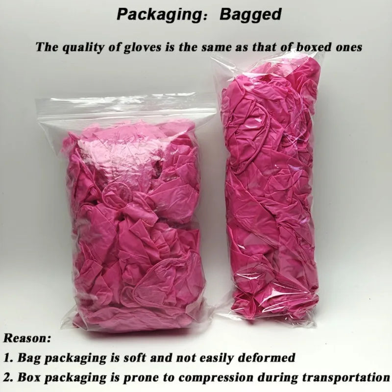 50/100PCS Disposable Pink Nitrile Gloves for Hairdressing Manicure Washing Cars Waterproof Dishwashing  Kitchen Tools Latex Free