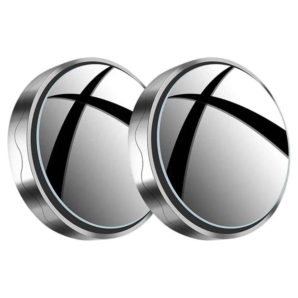 2PCS Car Blind Spot Rear View Mirror – Round Frame Wide Angle Mirrors with 360° Rotation