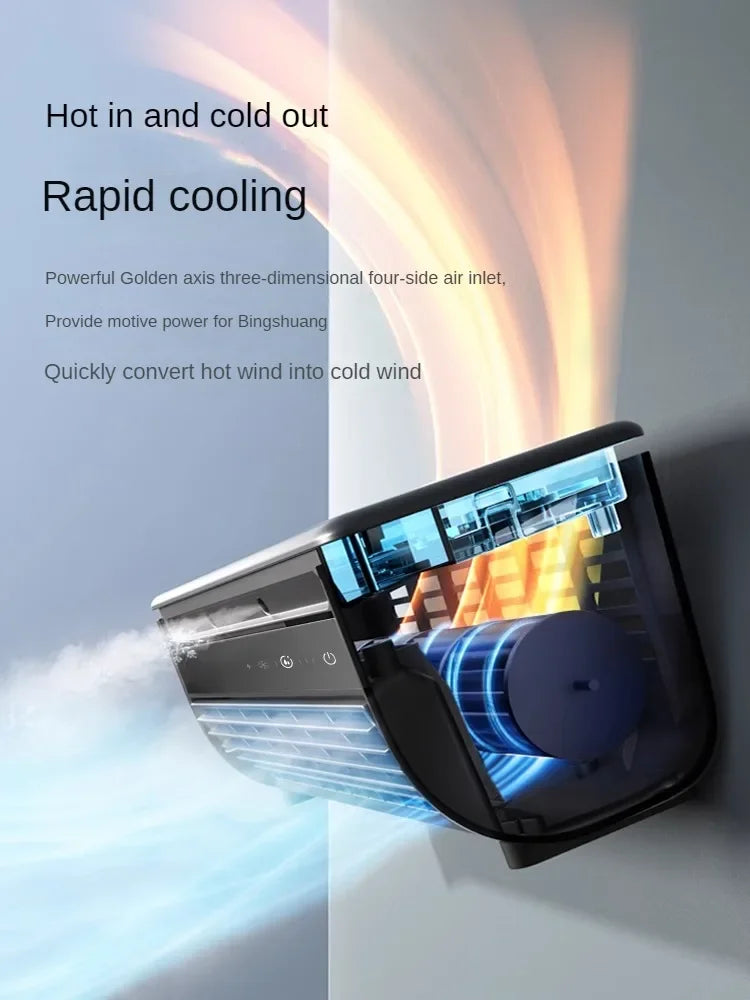 Kitchen Air Conditioning Refrigeration Wall-Mounted Fan Large Wind Rechargeable Fan Household Stand Remote Control Portable Fan