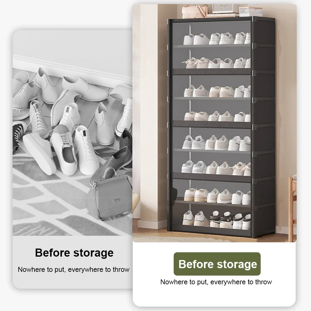 9-Tier Shoe Rack Organizer Holds 18 Pairs 18 Pair Narrow Shoes Shelf Cabinet Sneaker Rack Organizer Shoes Cabinet Closed Shelves