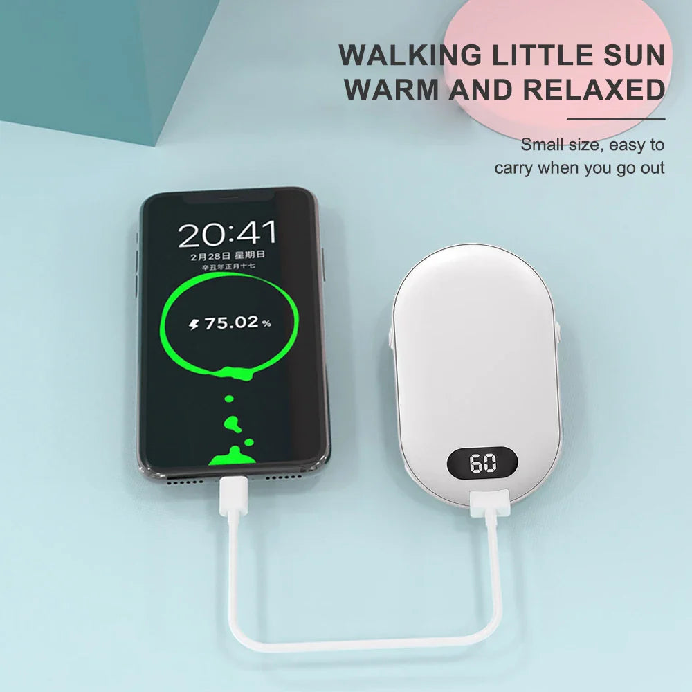 2X Hand Warmers Power Bank Rechargeable Electric Pocket Heater Warmer Reusable