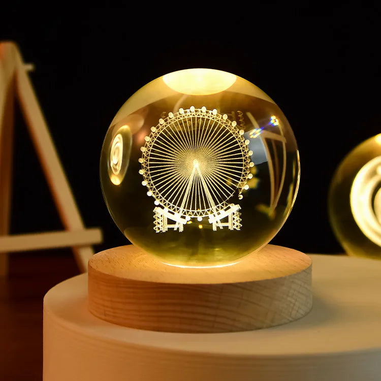 3D Crystal ball Planet Night Light