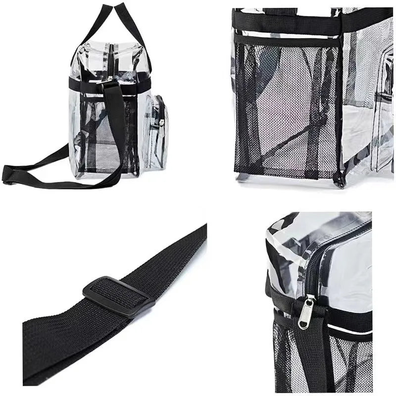 Portable PVC Clear Large Capacity Handbag Women's Fashion Waterproof Casual Simple Crossbody Shoulder Bags Purse Stadium Approve