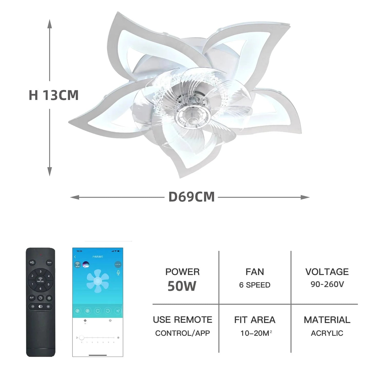 Ceiling Fans With Lights Smart Switch Modern Led Ceiling Fan Lamp