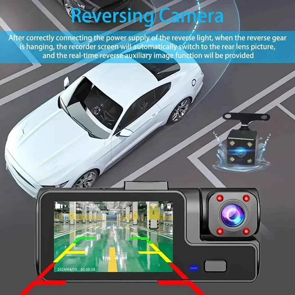 3 Lens Car Recorder with Memory Card Car Camera 1080P VCR WIFI Car DVR 2 Lens Front and Rear View Camera Night Vision Car Access