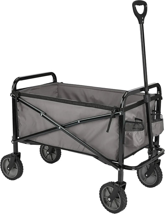 Garden Tool Collection Collapsible Folding Outdoor Garden's Utility Wagon with Cover Bag, Grey