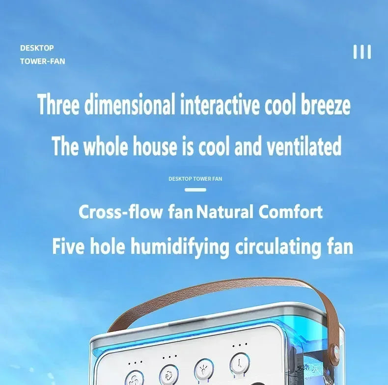2025 New 3 in 1 Household Air Cooler Portable Small Fan with Humidifier and LED Nightlight Energy Saving