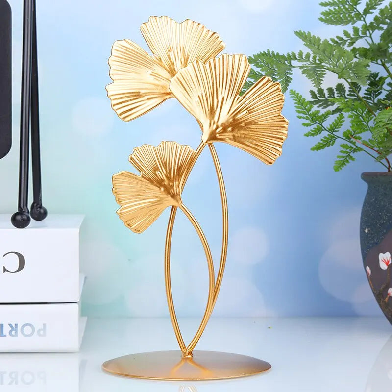 1pc Gold Ginkgo Leaf metal Crafts Decoration