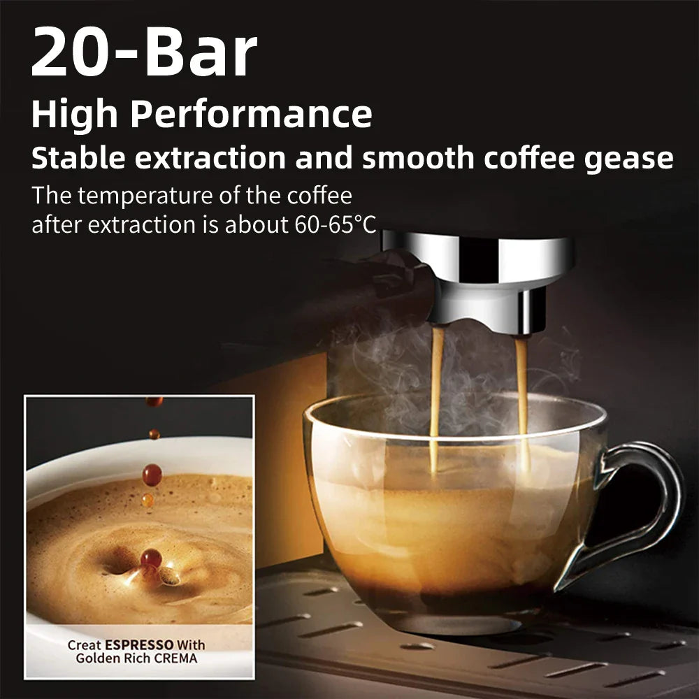 BioloMix 20 Bar Semi Automatic Powder Coffee Machine,with Milk Steam Frother Wand, for Espresso, Cappuccino, Latte and Mocha