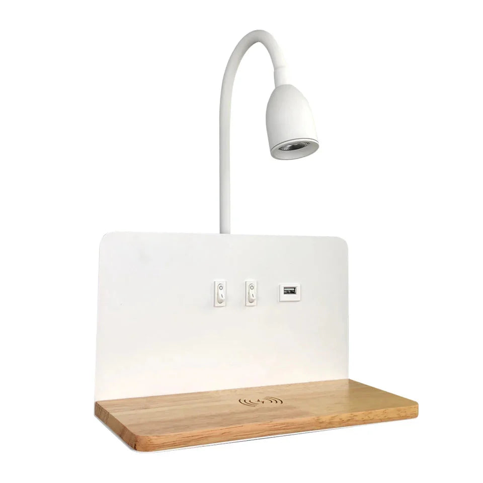 Indoor LED Wall Lamp With USB Interface And Wireless Charging 360° Rotatable