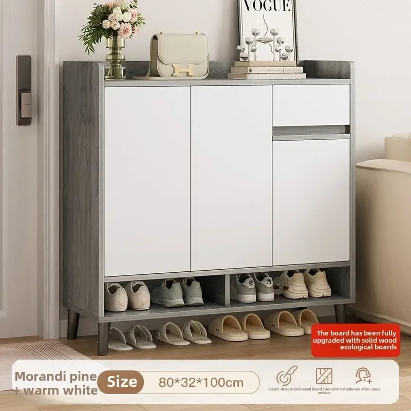 Corridor Shoe Cabinet At The Entrance of The Home Corridor Indoor Entrance Door Entrance Cabinet New Solid Wood Rack Shoe Shelf