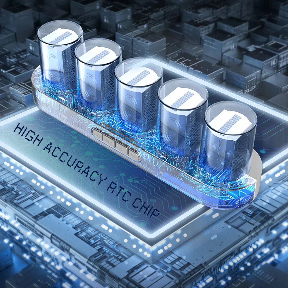 Digital Tube Clock with RGB LED Glows