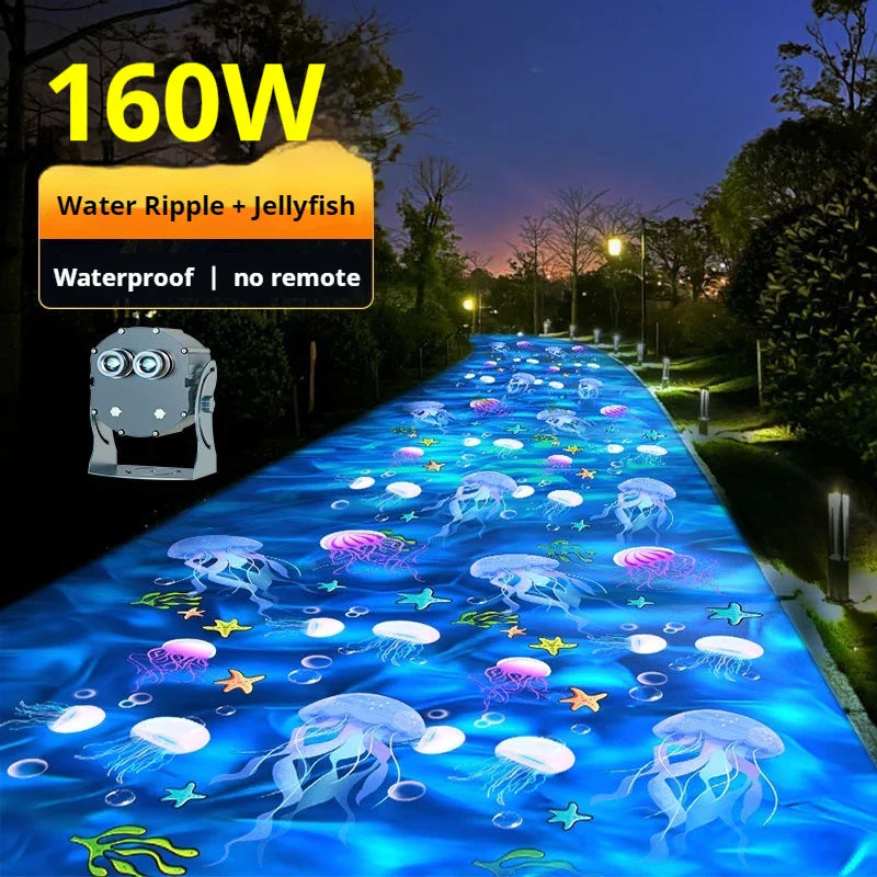 Projection spotlight of the Ocean World with dynamic water ripple jellyfish