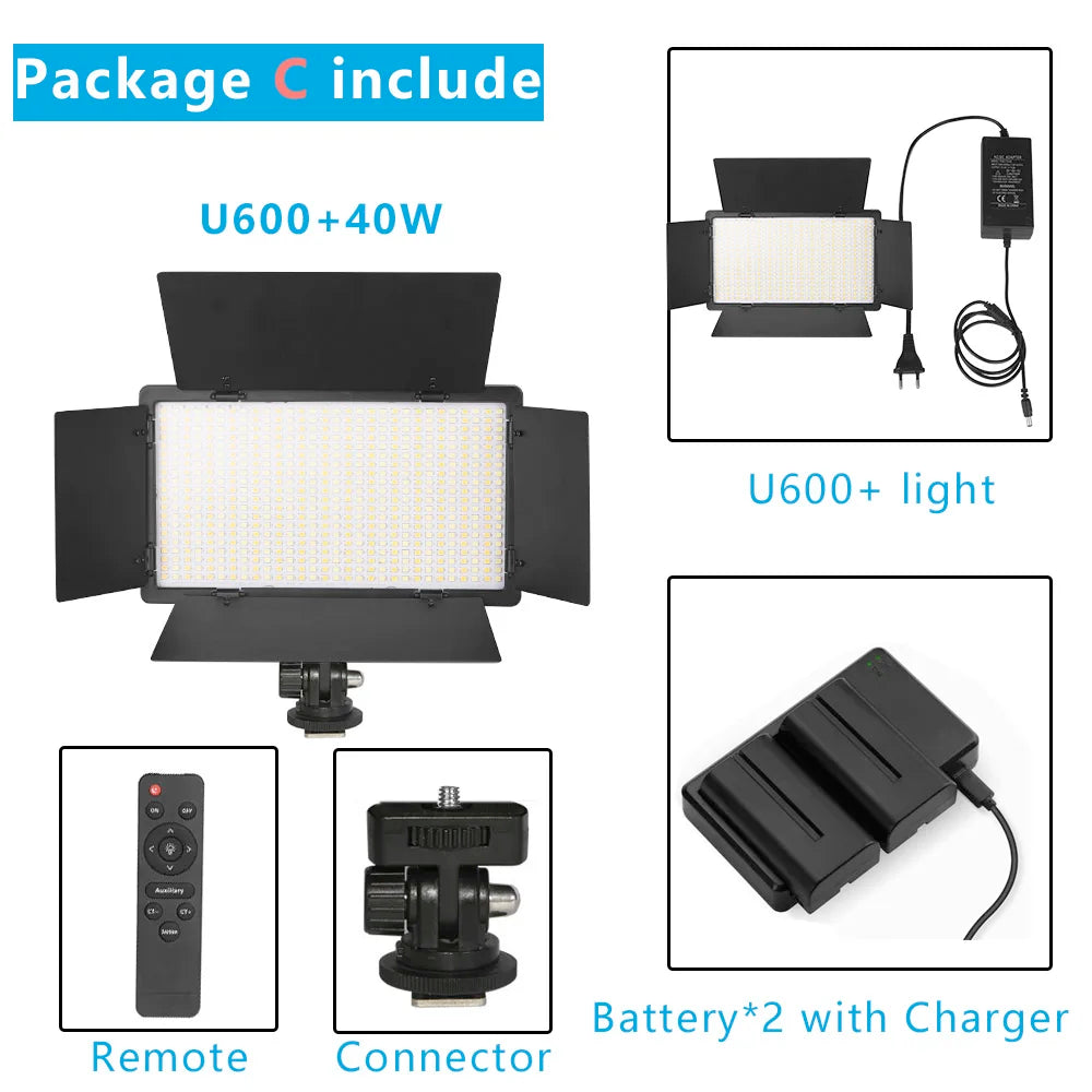LED Video Light Photo Studio Lamp Bi-Color 2500K-8500k