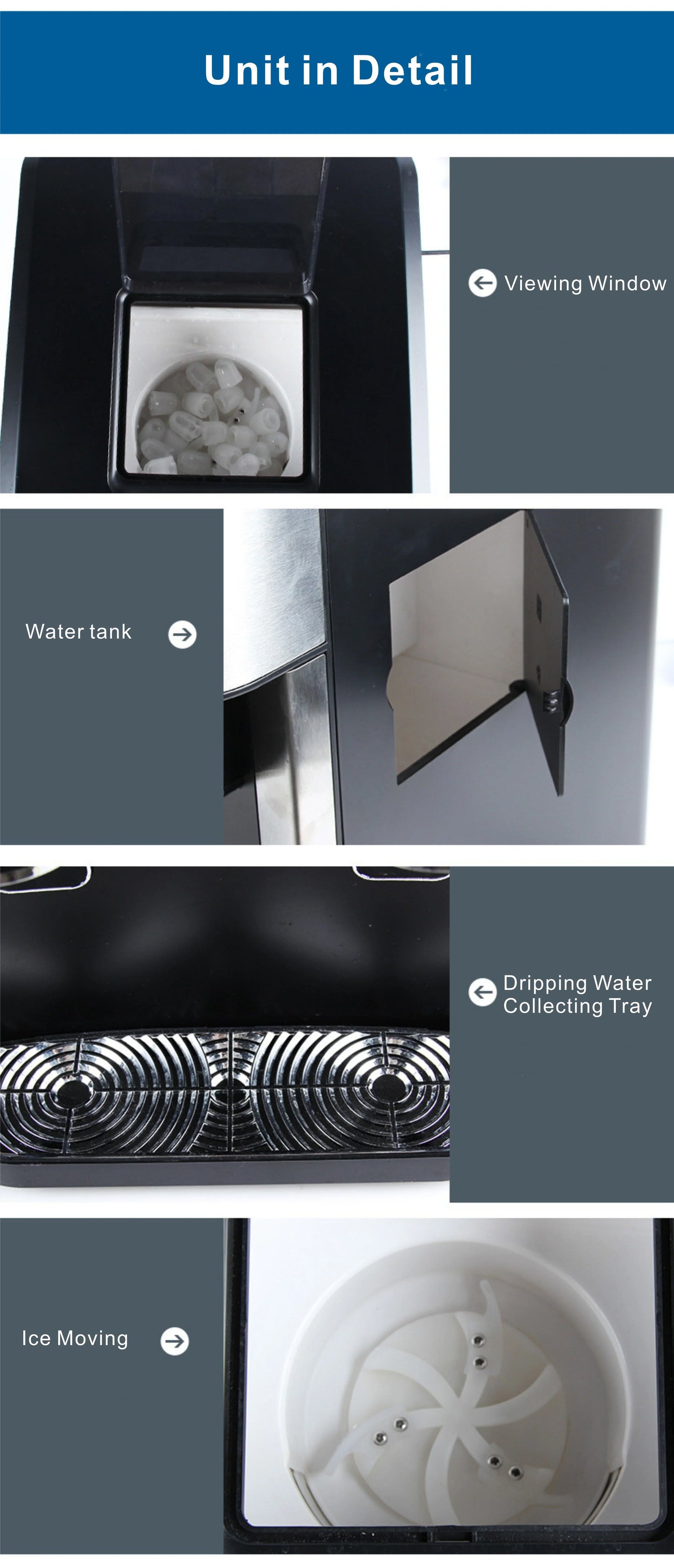 Countertop Ice Maker With Cold Water 2 Size Ice Cube Portable Automatic Ice Cube Making Machine With Crusher Direct Manufacturer