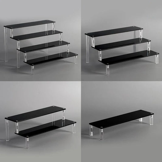 Acrylic Riser Display Stand Perfume Organizer Shelves for Amiibo Funko Figures Toys Cupcake Desserts Collection Cosmetic Jewelry