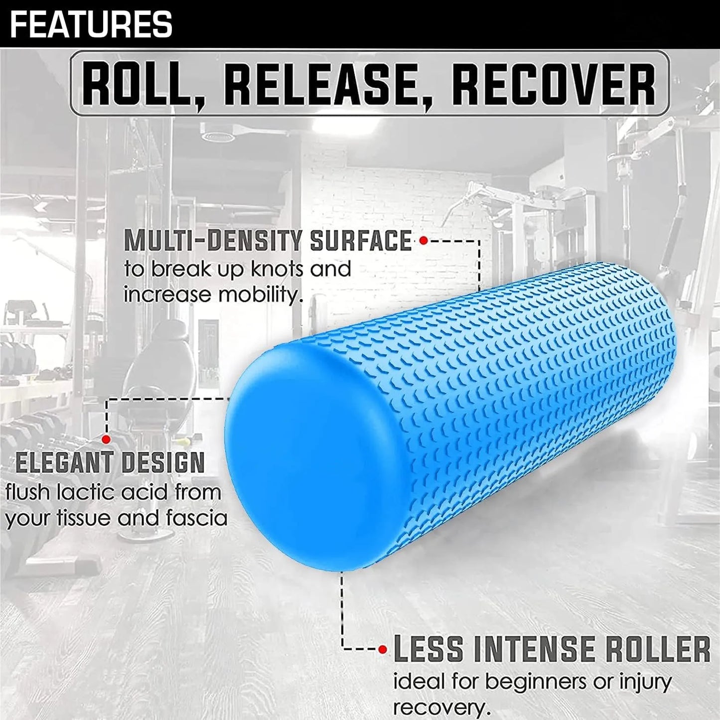 18in/45CM Yoga Foam Roller High-density EVA Muscle Roller Column Self Massage Tool for Pilates Yoga Fitness Gym Equipment