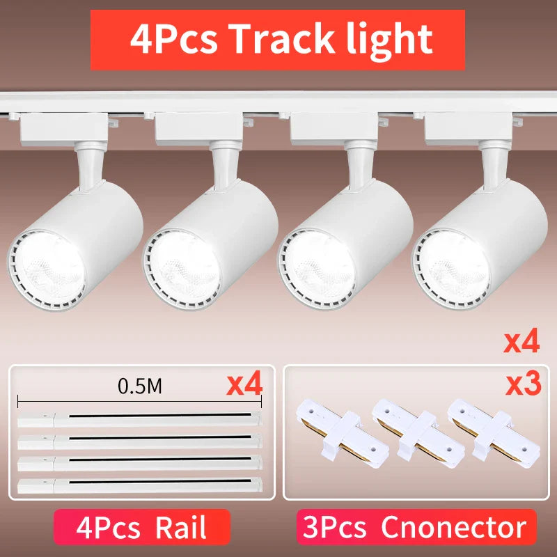 Whole Set 220V Led Track Light Fixture Rail Lighting System