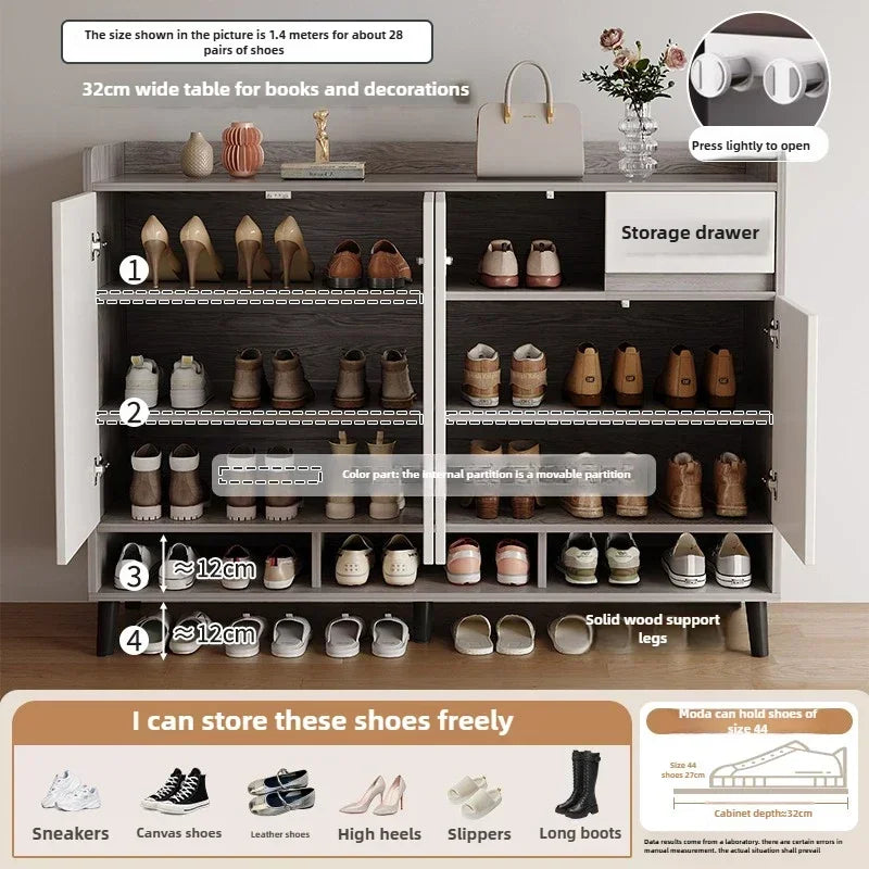 Corridor Shoe Cabinet At The Entrance of The Home Corridor Indoor Entrance Door Entrance Cabinet New Solid Wood Rack Shoe Shelf