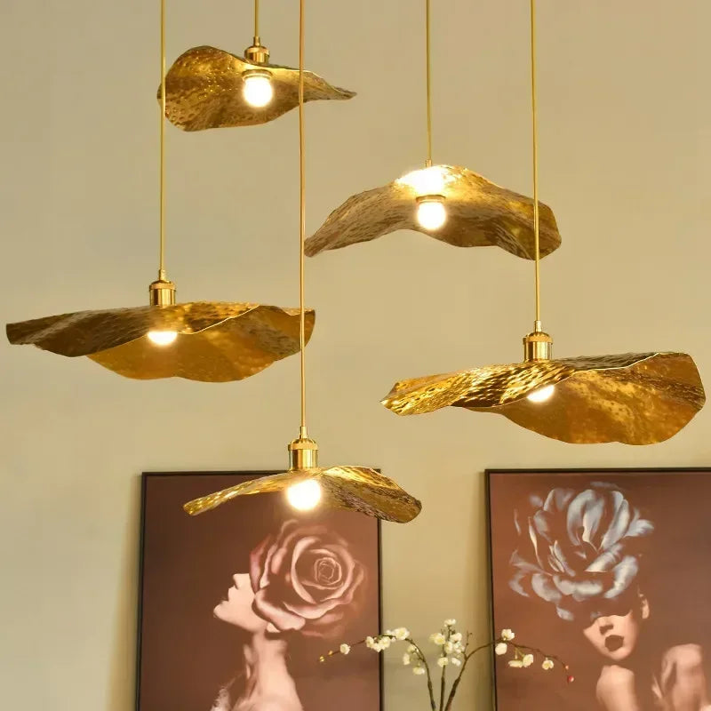 Lotus Leaf Chandelier Kitchen Retro Creative Light