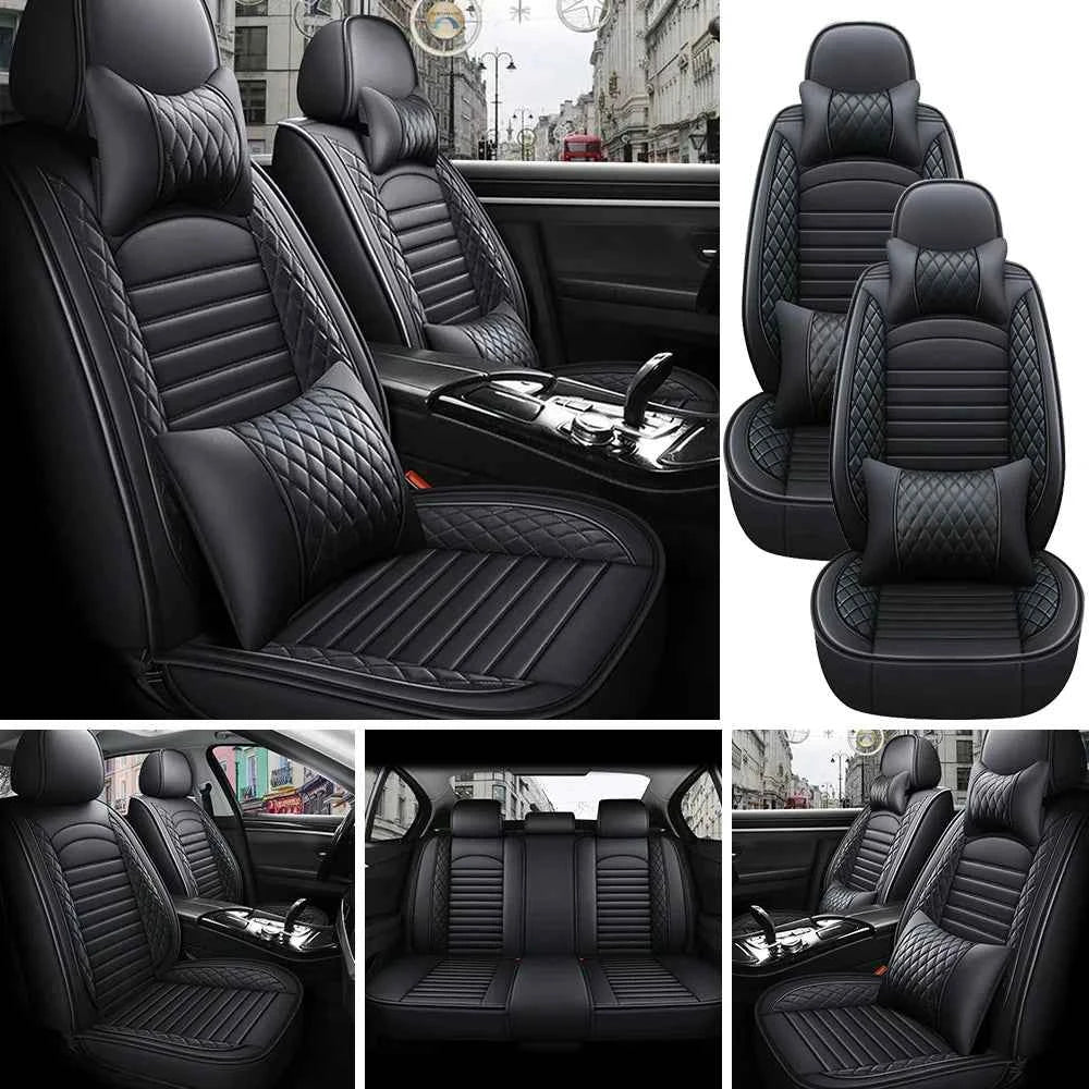 5-Seats PU Leather Universal Car Seat Covers Full set Front Rear Seat Cushion
