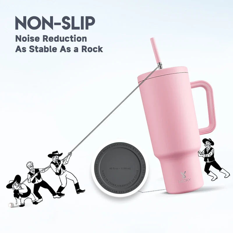 Meoky New 40oz Handle Tumbler Keep Hot Insulation Coffee Cup Multicolor Stainless Steel Leak-proof Car Mug Vacuum Bottle Winter