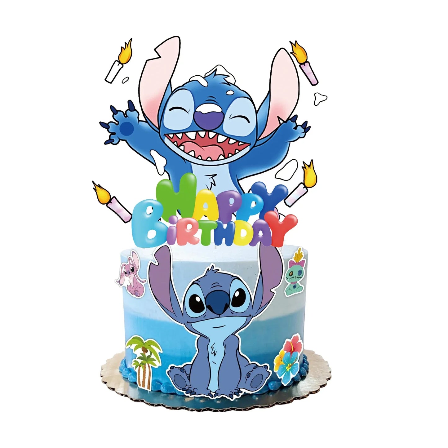 Stitch Cake Topper Set – Food-Safe Acrylic Birthday Decorations