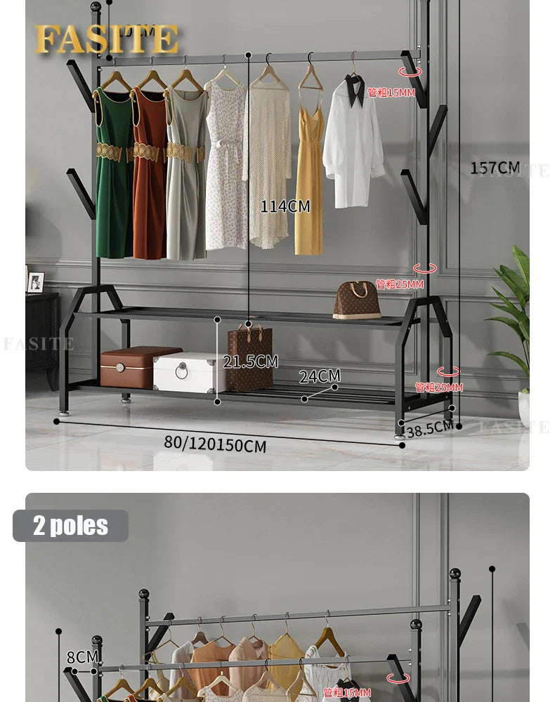 Hanger Clothing Garment Rack Clothes Wardrobes Heavy Duty Rolling Clothes Organizer with Wheel Perchero Coat Standing Coat Rack