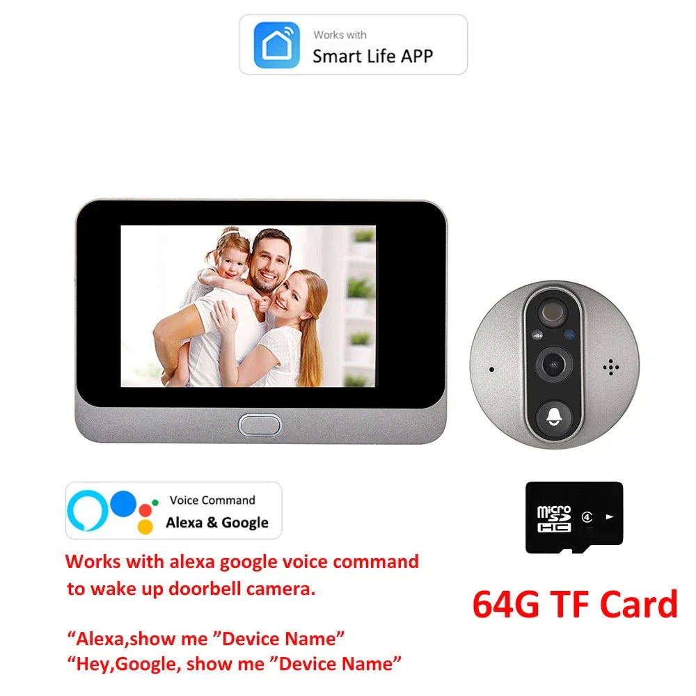 Smart Life 1080P WiFi Door Bell Eye Peephole Camera 5000mAh Battery