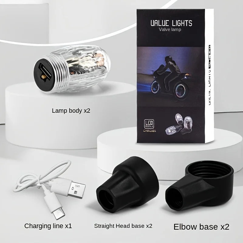 LED Tire Valve Lights Colorful Flashing Wheel Stem Cap Lights for Cars