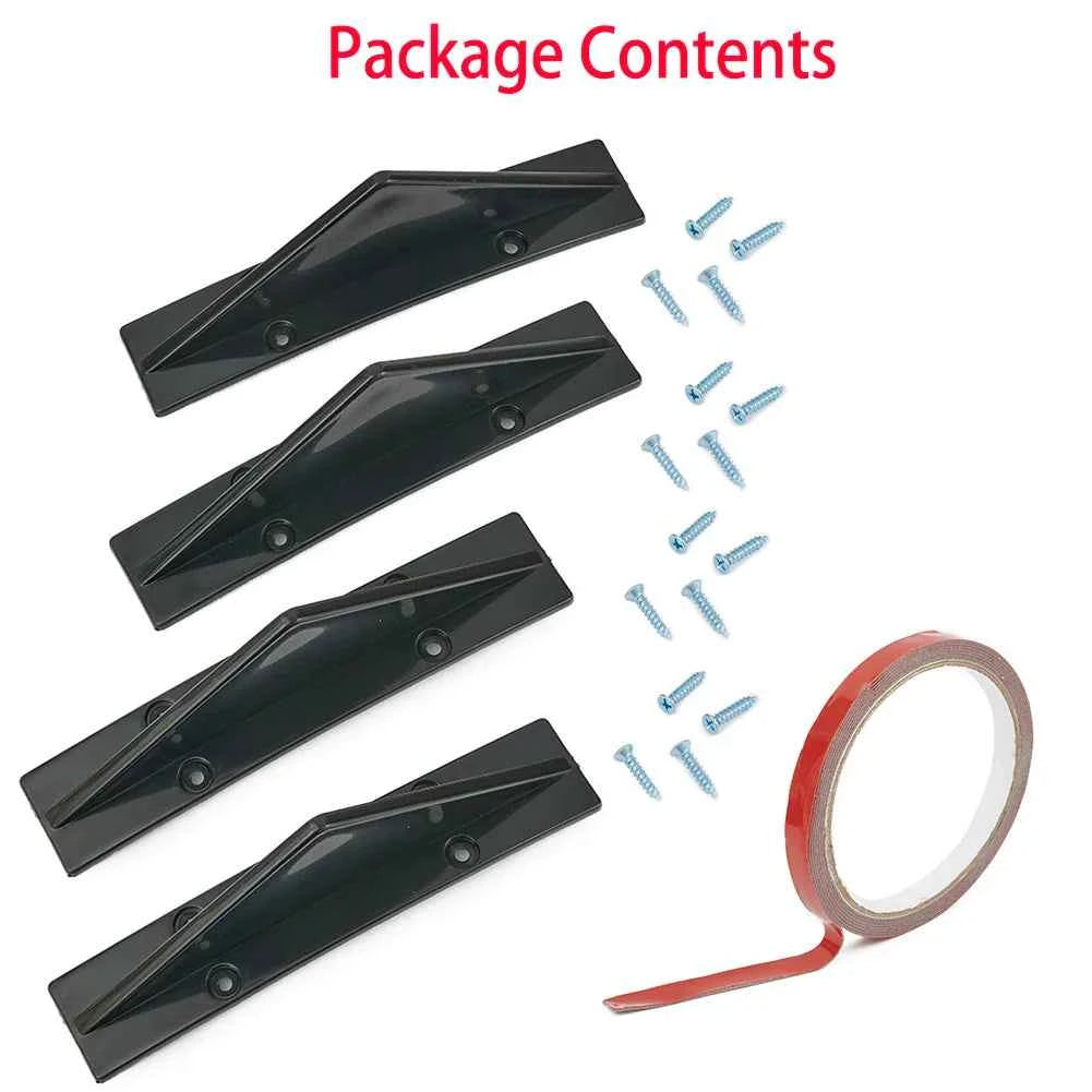 4pcs Car Rear Bumper Lip Diffuser Splitter Spoiler Scratch Protector Fin Trim Caps Universal Exterior Accessory For 300