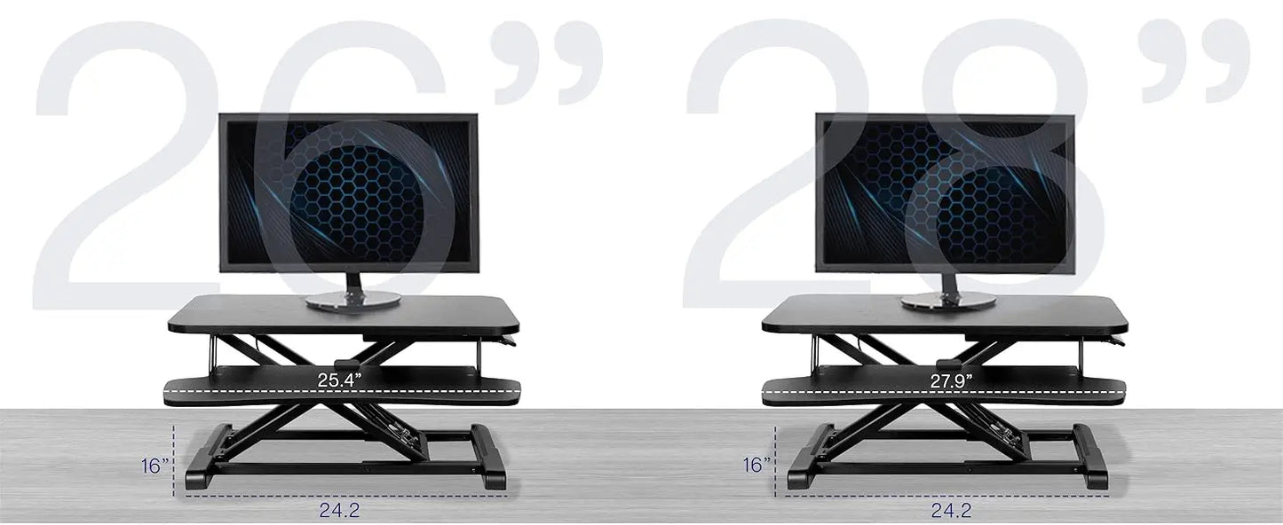 81 cm Desk Converter, Height Adjustable Riser, Sit to Stand Dual Monitor and Laptop Workstation with Wide Keyboard Tray
