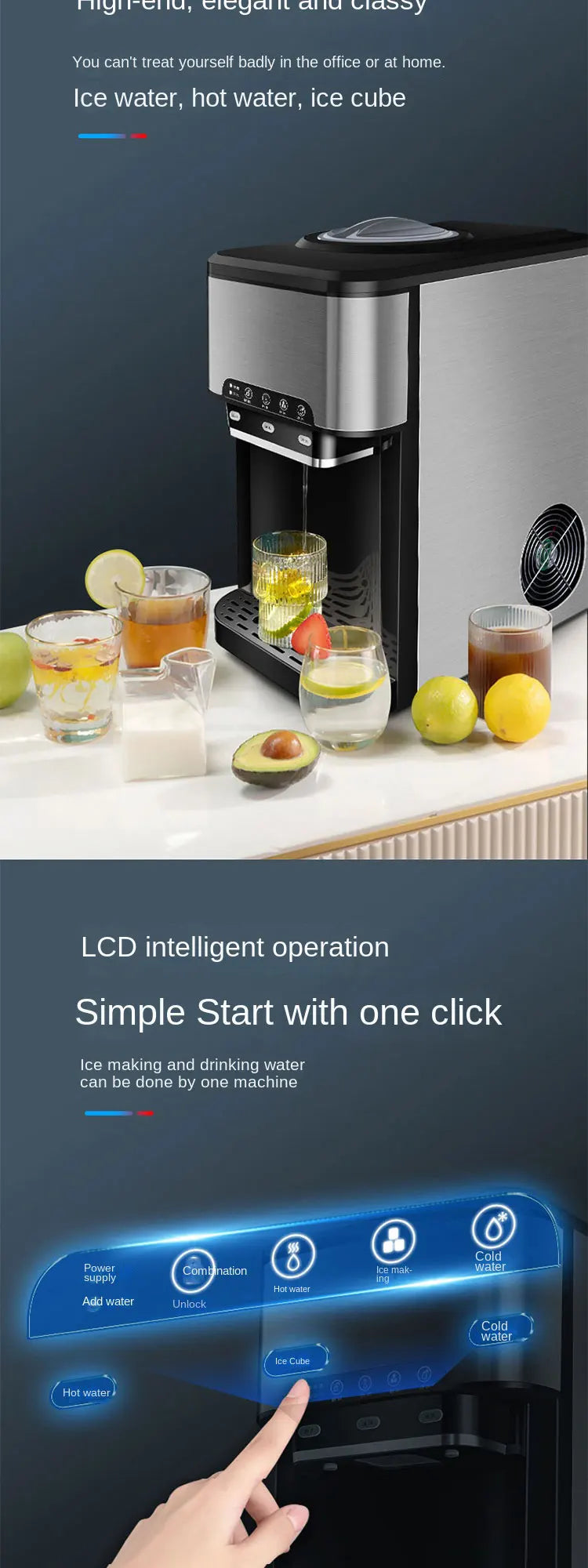 Drinking Water Ice Maker 48lbs Daily Ice Cube Makers Stainless Steel Ice Makers Countertop Tabletop Ice Maker Machine