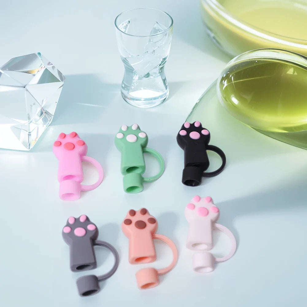 6Pcs Silicone Cat Paw Straw Covers Dust-Proof Cat Paw Straw Caps Cat Paw Straw Toppers for Stanley 30/40oz Tumbler Accessories
