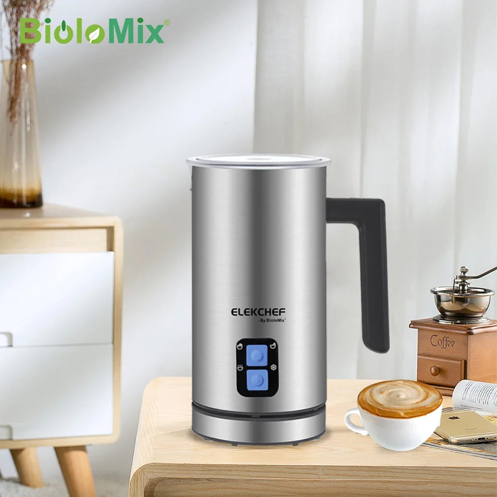 BioloMix Upgraded Stainless Steel 4 in 1 Milk Frother Frothing Foamer Automatic Milk Warmer Cold/Hot Latte Cappuccino Chocolate