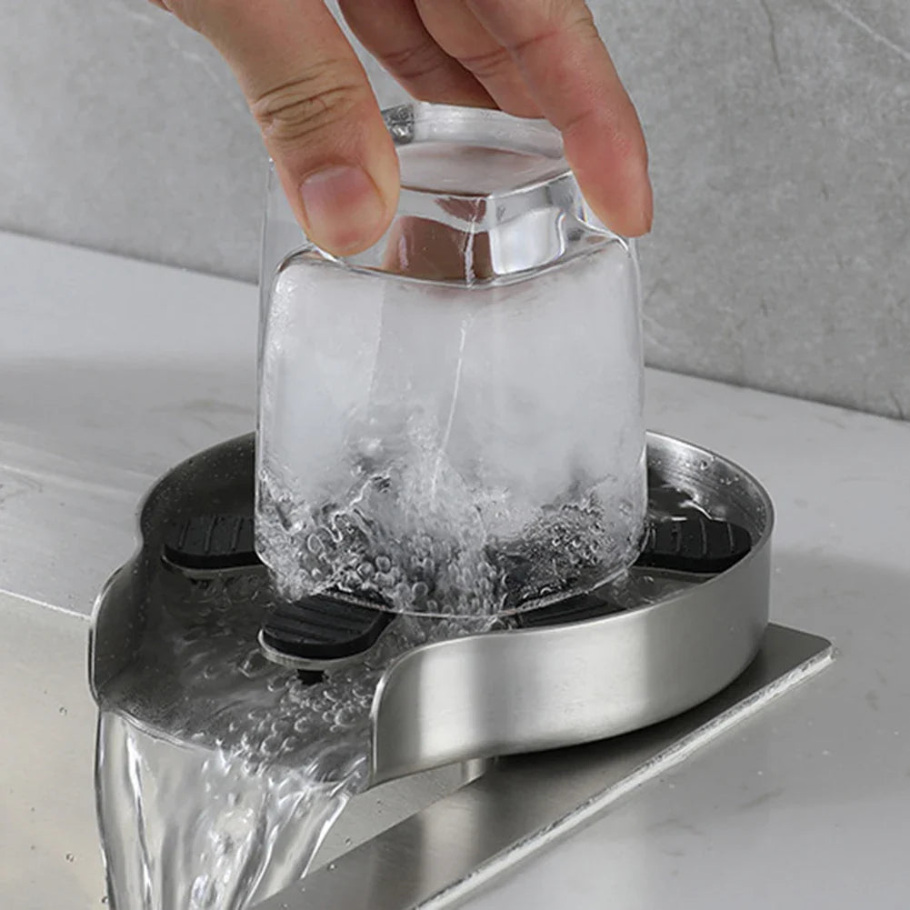 Stainless Steel Cup Washer Bar Glass Rinser Automatic High Pressure Glass Cup Washer Kitchen Sink Beer Milk Tea Cup Cleaner